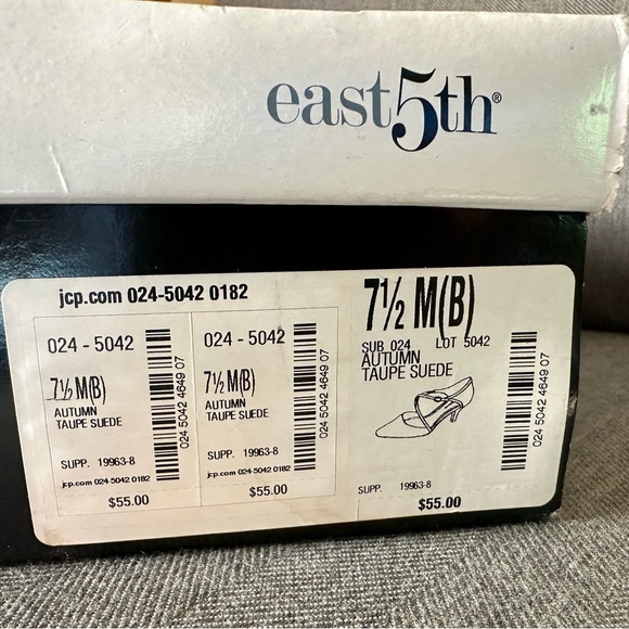 Women Shoes Taupe Suede Patent Leather East Fifth New With Defects With Box 7.5M - Picture 3 of 13